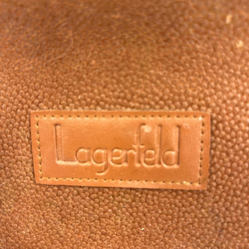Lagerfeld Brown Leather Toiletry Bag Men's Travel Dopp Kit Zip Pouch Vintage - Picture 6 of 7